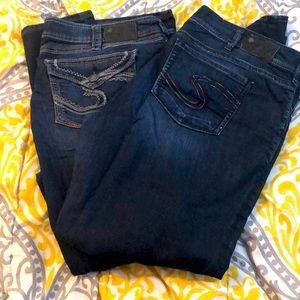 Two pairs of silver jeans